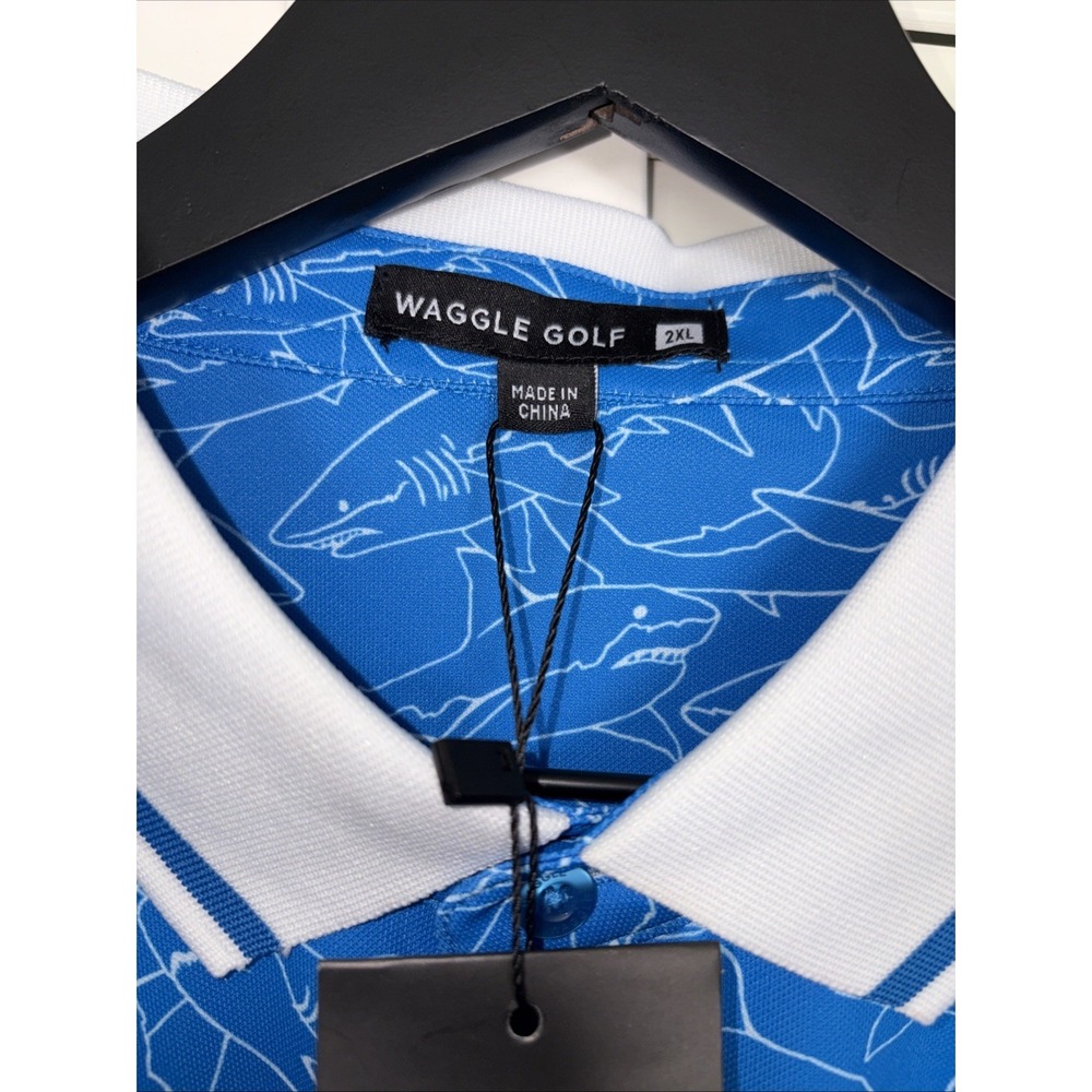 Waggle Golf Polo Apex - Pique - Sharks - Men's 2XL /XXL - Picture 3 of 9
